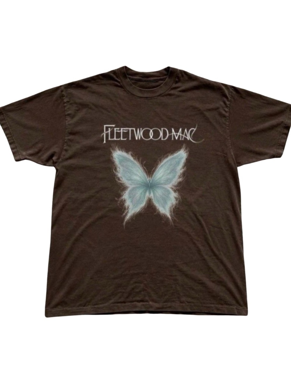 Brown Fleetwood Mac Graphic Tee with Blue Butterfly
